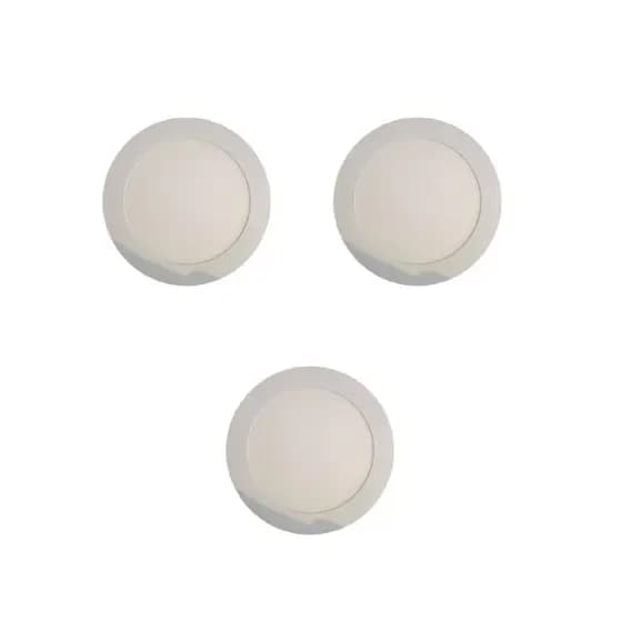Kit 3 Paineis Led Embutir Plafon Redondo Slim 24W 3000K 1600 Lúmens Pix Luz Amarela Branco Quente Bivolt Aluminio 29x29