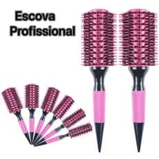 Escova De Cabelo Térmica Amarela Cerdas De Javali Mista Madeira