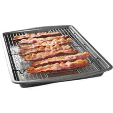 GoodCook Assadeira Antiaderente de Aço Carbono 15” x 10.5” e Grelha Elevada – Assadeira para Pizza, Bacon Crocante, Assa