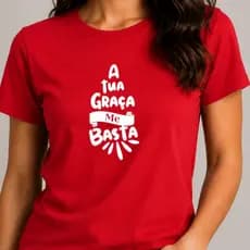 Camiseta Feminina Cristã A Tua Graça Me Basta Estampada Gospel Casual Academia