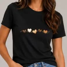 Camiseta Feminina Corações Elegance T Shirt Casual Estampada Moda Feminina Academia