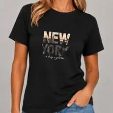 Camiseta Feminina New York T Shirt Estampada Casual Academia Blusa Moda Feminina