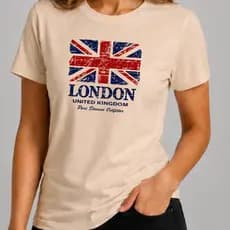 Camiseta Feminina London Vintage UK Estampada Bandeira Inglaterra Casual Academia