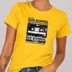 Camiseta Feminina Old School Cassette Vintage Estampada Retrô Casual Academia Fita