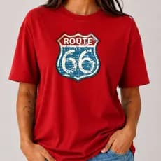 Camiseta Feminina Route 66 Vintage Rota 66 Estampada T Shirt Casual Moda Feminina Estrada