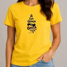 Camiseta Feminina Cristã A Tua Graça Me Basta Estampada Gospel Casual Academia
