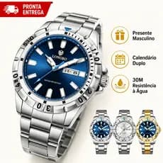 Relógio Masculino Quartzo Social Elegante Calendário Duplo Relógio Casual 30M À Prova d'Água Presente para Homem