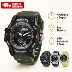 Relógio Masculino Esportivo Analógico Digital 50M Resistência à Água Luz Noturna Cronômetro Alarme Presente Masculino