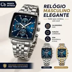Relógio Masculino Social Multifuncional de Pulso com Calendário Luminoso 30M Resistente à Água Presente para Homem