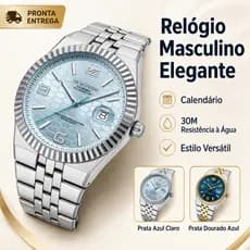 Relógio Masculino Social de Pulso Quartzo com Calendário Luminoso 30M Resistente à Água Presente para Homem