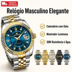 Relógio Masculino de Quartzo Social Elegante com Calendário Data 30M Resistente à Água Mostrador Luminoso Presente Mascu