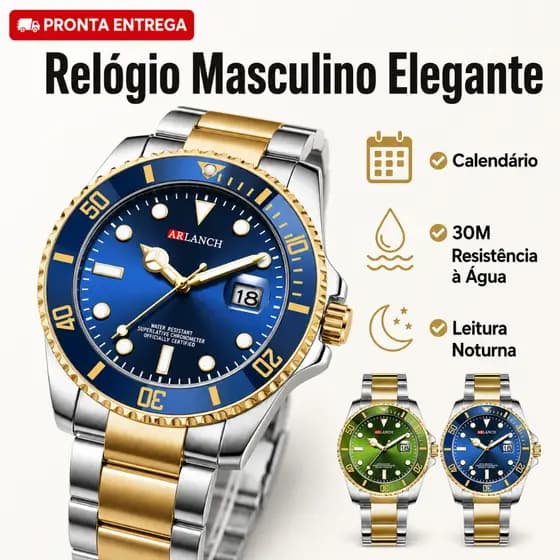 Relógio Masculino Social de Quartzo com Calendário Lupa 30M Resistente à Água Luminoso Casual Presente para Homem