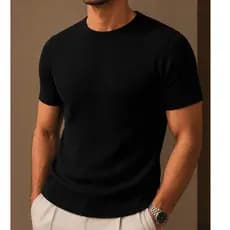 Camiseta Canelada Masculina Premium Slim Fit Casual Básica Manga Curta Confortável Elegante