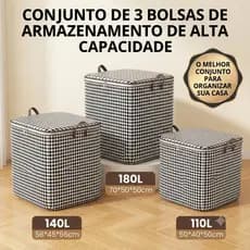 Kit 3 Caixa Saco de Armazenamento Grande Capacidade Organizador Guarda-Roupas Para Colchas e Roupas