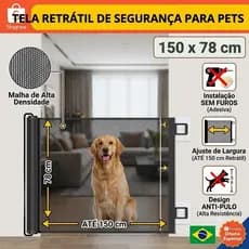 Tela de proteção para cachorro ou bebê cerca para interior de casa 150*78CM ajustável sem furos