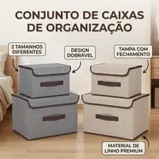 Kit 3 Caixas de Armazenamento Organizadora Multiuso Tecido Dobrável Para Roupa Brinquedo Remédio Objeto