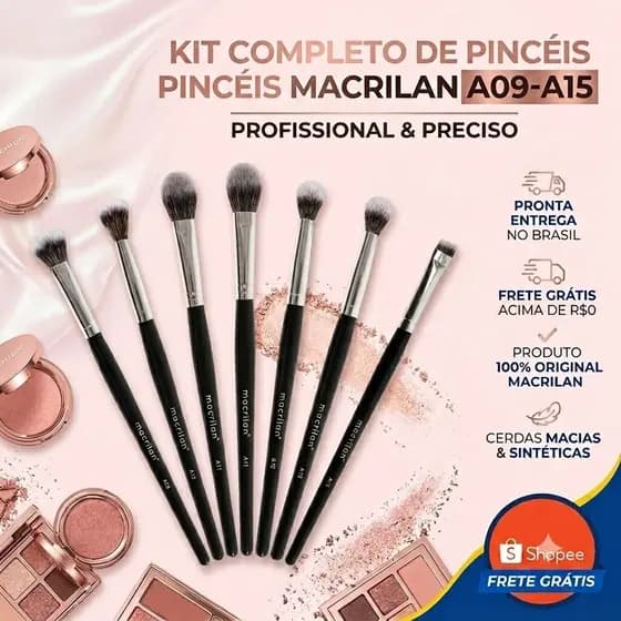 Pincel para Sombra Macrilan A09-A15 Profissional Esfumar Côncavo Maquiagem Olhos