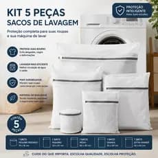 Kit 5 Sacos de Lavar Roupas Delicadas Bolsa Lavanderia Para Roupas Íntimas Uso Familiar Para Toda Família 5 Tamanhos