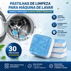 Kit 30 Pastilhas Limpeza Profunda Efervescentes Anti Bactéria Desodorante Máquina de Lavar Roupas