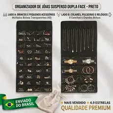 Porta Joias Organizador Grande Saco de Tela com 48 Bolsos Armazenamento de Bijuterias