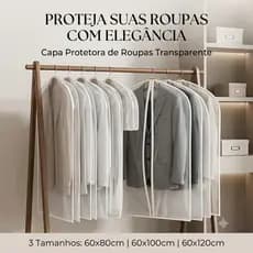 Kit 5 Capas Protetoras para Roupas Ternos Casacos com Zíper Armazenamento Guarda-Roupas