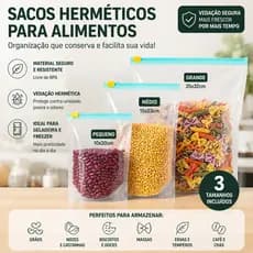 Kit 40 Sacos Reutilizáveis para Armazenar Alimentos Resistente para Congelador Cozinha Organização
