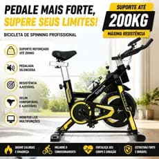 Bicicleta Spinning Silenciosa Ergométrica Profissional Bike Indoor Resistente Suporta até 200kg Para Treino em Casa