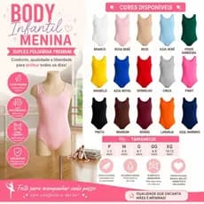 Body Feminino Infantil ballet com alças confortavel tecido Suplex Premium