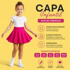 Saia Curta Infantil Feminina Rodada com Elastico na Cintura Barinha Frufru Em Suplex Premium