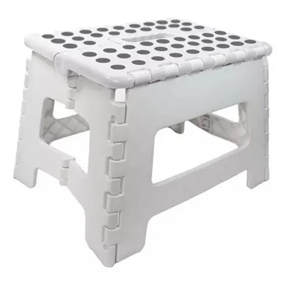 Banqueta Dobrável Com Alça Multiuso Retrátil Branca Resistente Suporta Até 150kg