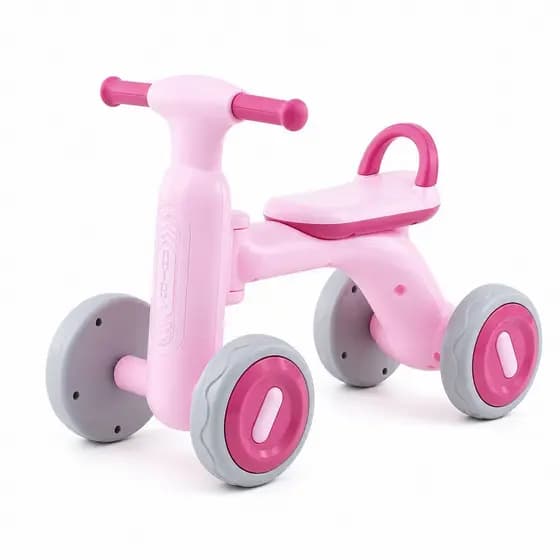 Bicicleta Infantil 4 Rodas com Luzes Som Rosa Bike de Equilíbrio Brinquedo para Crianças