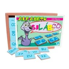 Jogo de Sílabas Brinquedo Educativo que ajuda a criança a entender separar as sílabas e juntar palavras em madeira