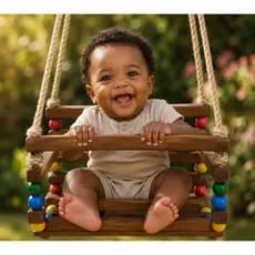 Balança Infantil Em Madeira Segura Com Trava Para Bebês e Crianças até 3 anos Balanço Diversão Lúdica  e Educativo