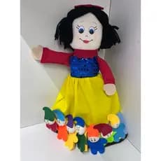 Boneca Branca de Neve 3x1 Teatro Histórias Brinquedo Educativo Lúdico Semsorial Ajuda na Fala Atenção Memória da Criança
