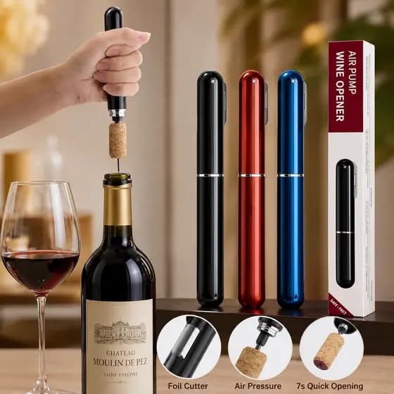 Abridor De Garrafas De Vinho De Pressão De Ar Com Cortador De Folha Removedor De Saca-Rolhas Portátil Conjunto De Ferram