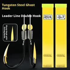 Ganchos de pesca, fios Produtos acabados Conjunto de gancho duplo Preto Ouro Aço de tungstênio Dentes fantasmas reforçad