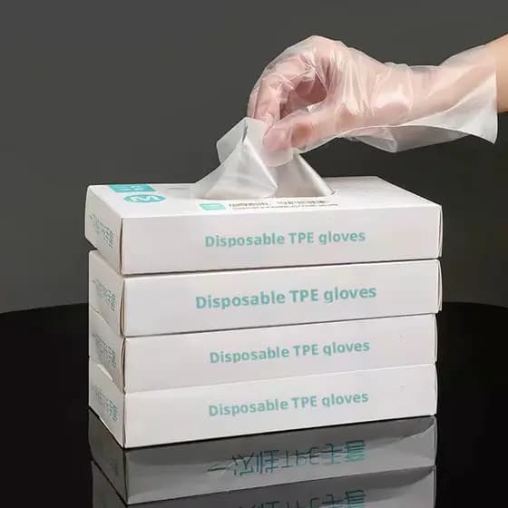 Luvas descartáveis, luvas de proteção à prova d'água destacáveis em TP de grau alimentício reforçado