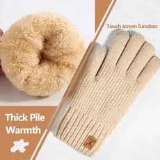 Luvas Térmicas Femininas Com Tela Sensível Ao Toque , Forro De Lã Macio E Quente Para Passeios Ar Livre , Deslocamento ,