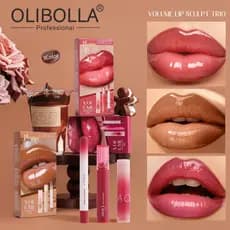 Conjunto de maquiagem labial delineador labial + brilho labial de água + batom espelhado pacote com três