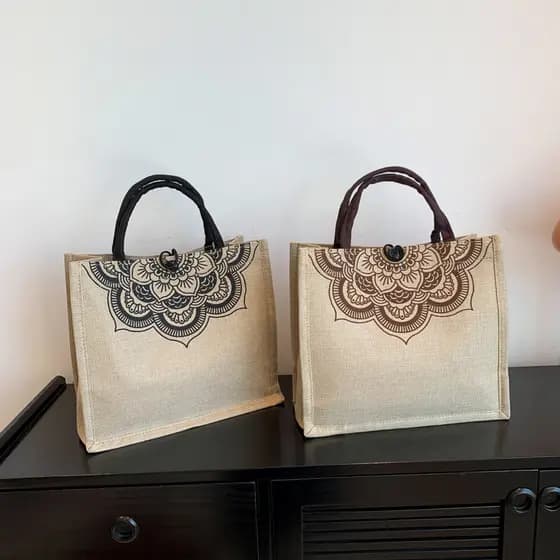 Sacola de linho de grande capacidade classe estudante bolsa portátil de um ombro para mamãe
Feminino Feminino Feminino F
