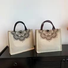 Sacola de linho de grande capacidade classe estudante bolsa portátil de um ombro para mamãe
Feminino Feminino Feminino F