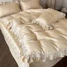 Casa boas coisas verão renda Jacquard cetim seda Tencel capa de cama conjunto de quatro peças lavável capa acolchoada