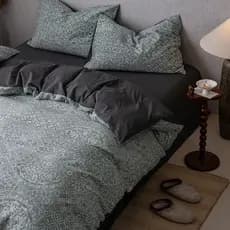 Casa bens puro algodão dupla camada fio de algodão tingido Jacquard conjunto de quatro peças lavável fio de algodão cama