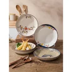 Estilo japonês Underglaze cor placa de cerâmica placa profunda prato doméstico Retro talheres comercial novo estilo High