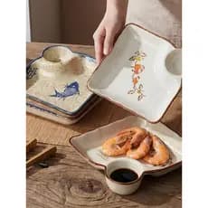 Prato de cerâmica Tigela de bolinho doméstico Prato de bolinho de 7.5 polegadas Underglaze Prato colorido com prato de v