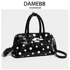 DAMEBB2026 Boston Travesseiro Bolsa Bolinhas Moda Textura Bolsa Commuter Ombro Bolsa Mensageiro