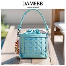 DAMEBB oco trançado cordão balde saco feminino 2026 primavera verão moda bolsa All-Match ombro Diagonal saco