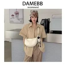 DAMEBB coreano nicho bolinho saco High-End couro macio Croissant saco grande capacidade Casual bolsa de ombro saco do me