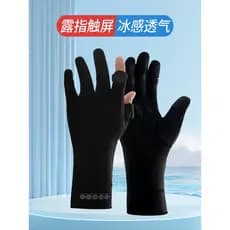 Luvas de proteção solar femininas estilo fino anti-ultravioleta verão gelo seda antiderrapante anti-preto condução equit