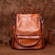 Retro couro genuíno mochila feminina 2026 novo estilo na moda High-End sentimento grande capacidade primeira camada de c